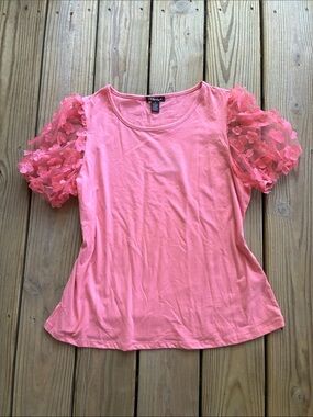 NWT Pink Puff Sleeve Floral Tee